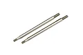 Two silver-coloured metal shock shafts for Traxxas RC vehicles, shown side-by-side against a white background.