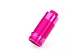 A bright pink anodized aluminium GTR shock body for Traxxas RC vehicles, shown against a plain white background.