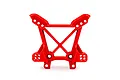 A red Traxxas front shock tower spare part for RC vehicles, shown against a plain white background.