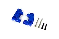 Two blue Traxxas Extreme Heavy Duty hub carriers with four included screws on a white background.