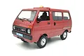 A red WPL D42 Kei Daihatsu HiJet RC drift van model on a white background, featuring a detailed exterior with black grille and silver wheels.