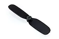 A black plastic tail rotor blade for a Syma RC helicopter on a white background.