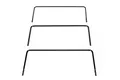 Three U-shaped metal sway bars of varying widths arranged vertically on a white background.