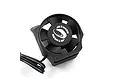 A black Yeah Racing Jetnado 30mm shrouded cooling fan for RC vehicles, featuring a central logo and attached power wires.