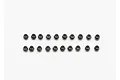 A set of twenty small black metal ball ends for RC vehicle suspension, arranged in two neat rows against a plain white background.