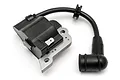 HPI Racing petrol engine ignition coil with black housing, metal mounting plate, and spark plug wire with rubber boot.