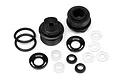 HPI Racing Big Bore shock bottom cap set including plastic caps, O-rings, spacers, and washers on a white background.