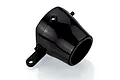 A black plastic jet tail rudder component for an RC boat, shown from a side angle against a white background.