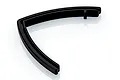A black, V-shaped UDI RC boat front bumper or brace spare part isolated on a white background.