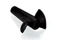 A black plastic two-blade propeller for an RC boat, shown from an angled perspective against a white background.