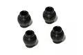 Four black metal pivot balls arranged in a square formation on a white background.