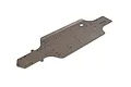 A gunmetal grey Rovan aluminium main chassis plate for an RC vehicle, featuring multiple pre-drilled mounting holes and a flat, elongated design.