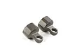 Two gunmetal grey Rovan aluminium RC shock caps shown from an angled perspective on a white background.