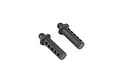Two black plastic RC body posts with multiple adjustment holes, shown against a white background.