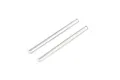 Two silver metal suspension pins for an RC vehicle, shown side-by-side on a white background.