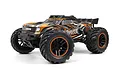 BlackZon Spryte ST 1/20 scale RC stadium truck in orange and black livery, featuring aggressive off-road tires and a rear spoiler.