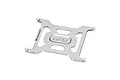 A silver GPM aluminium battery holder plate with four mounting points, featuring a brushed metal finish and the GPM logo engraved in the center.