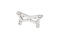 A silver GPM Racing aluminium front shock tower for an RC car, featuring multiple mounting holes and a machined design.