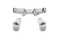 A silver GPM Racing aluminium steering bell crank and drag link assembly for RC cars, featuring a central link and two side arms with pre-installed bearings.