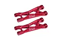 Two red anodized aluminium rear lower suspension arms for RC cars, featuring the GPM Racing logo.