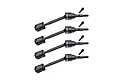 Four black GPM Racing carbon steel CVD driveshafts with matching grub screws arranged on a white background.