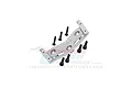 A silver GPM Racing aluminium servo mount for 1/5 scale RC cars, shown with several black mounting screws on a white background.
