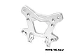 A silver GPM Racing aluminium front shock tower for an RC car, featuring multiple mounting holes and a machined finish.