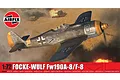 Airfix 1/72 scale Focke-Wulf Fw190A-8/F-8 model kit box art showing the aircraft in flight over a battlefield with tanks.