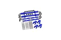 A GPM Racing blue aluminium sway bar set for RC cars, including bars, links, mounting brackets, and various screws on a white background.
