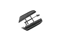 A pair of black plastic RC chassis side guards still attached to their plastic parts tree.