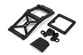 Black plastic body parts set for BlackZon 1/20 Spryte MT, including a roll cage frame, square window frame, and small panel.