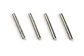 Four identical silver-coloured metal steering posts or pins arranged in a row against a white background.