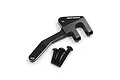 A black aluminium Panhard mount by Yeah Racing with three included black screws on a white background.