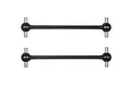 Two black metal RC car driveshafts with ball joints and cross pins at each end, shown against a plain white background.