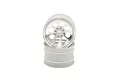 Two silver-coloured RC car rims stacked on top of each other against a white background.