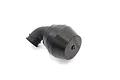 A black Kyosho RC engine air filter with an angled rubber intake boot, isolated on a white background.