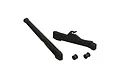 ARRMA chassis brace set including two black plastic braces and two small cylindrical spacers against a white background.