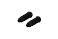 Two black threaded aluminium RC shock bodies for ARRMA vehicles, shown from an isometric angle against a white background.