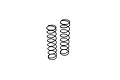 Two black cylindrical coil springs for RC car shock absorbers, shown side-by-side against a white background.
