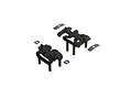 Two black ARRMA body post mounts with associated flat washers on a white background.