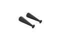 Two black rubber shock boots for ARRMA RC vehicles, shown against a plain white background.
