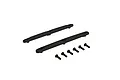 Two black ARRMA roof skid plates and six matching black mounting screws arranged on a white background.