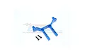 A blue anodized aluminium RC body post mount with two included black screws, displayed against a white background with a GPM Racing logo watermark.