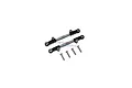 Two black and silver adjustable RC turnbuckles with four mounting screws on a white background.