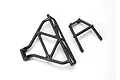 A black plastic rear bumper and brace set for a Traxxas RC vehicle, shown against a plain white background.