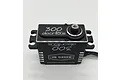 A black Reefs RC 300 Alacritous brushless metal geared servo viewed from the top, featuring silver branding and a splined output shaft.