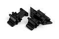 Two black plastic RC gearbox case components from Maverick on a white background.