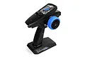 Maverick MTX-201 2.4GHz 2-channel pistol grip RC transmitter in black with a blue foam steering wheel.