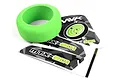 A bright green foam transmitter steering wheel cover and a sheet of MTX-201 branded decals on a white background.