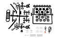 Element RC Enduro Zuul body accessory set on two black plastic parts trees with additional clear lenses, screws, and body clips.